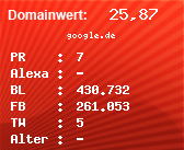 Domainbewertung - Domain google.de bei Domainwert24.de