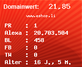 Domainbewertung - Domain www.eshop.li bei Domainwert24.de