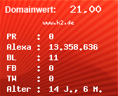 Domainbewertung - Domain www.k2.de bei Domainwert24.de
