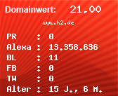 Domainbewertung - Domain www.k2.de bei Domainwert24.de