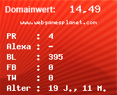 Domainbewertung - Domain www.webgamesplanet.com bei Domainwert24.de