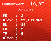 Domainbewertung - Domain www.111.de bei Domainwert24.de