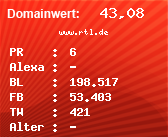 Domainbewertung - Domain www.rtl.de bei Domainwert24.de