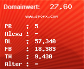 Domainbewertung - Domain www.sporx.com bei Domainwert24.de