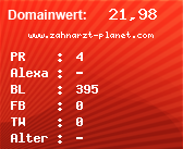 Domainbewertung - Domain www.zahnarzt-planet.com bei Domainwert24.de
