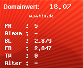 Domainbewertung - Domain www.tia.de bei Domainwert24.de