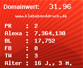 Domainbewertung - Domain www.klebebanddruck.de bei Domainwert24.de