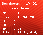 Domainbewertung - Domain www.dailypod.de bei Domainwert24.de