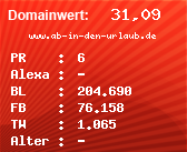 Domainbewertung - Domain www.ab-in-den-urlaub.de bei Domainwert24.de