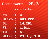 Domainbewertung - Domain www.hairweb.de bei Domainwert24.de