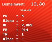 Domainbewertung - Domain yaez.de bei Domainwert24.de