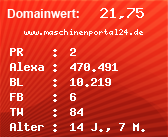 Domainbewertung - Domain www.maschinenportal24.de bei Domainwert24.de