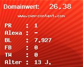 Domainbewertung - Domain www.cum-content.com bei Domainwert24.de