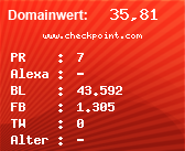 Domainbewertung - Domain www.checkpoint.com bei Domainwert24.de