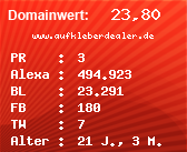Domainbewertung - Domain www.aufkleberdealer.de bei Domainwert24.de