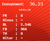 Domainbewertung - Domain adobe.de bei Domainwert24.de