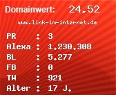 Domainbewertung - Domain www.link-im-internet.de bei Domainwert24.de