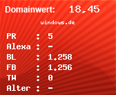 Domainbewertung - Domain windows.de bei Domainwert24.de