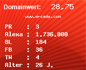 Domainbewertung - Domain www.arcade.com bei Domainwert24.de