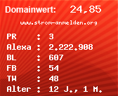 Domainbewertung - Domain www.strom-anmelden.org bei Domainwert24.de