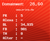 Domainbewertung - Domain www.prinz.de bei Domainwert24.de