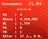Domainbewertung - Domain armardi.de bei Domainwert24.de