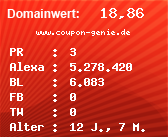 Domainbewertung - Domain www.coupon-genie.de bei Domainwert24.de