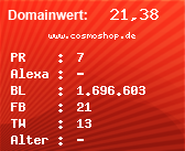 Domainbewertung - Domain www.cosmoshop.de bei Domainwert24.de