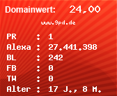 Domainbewertung - Domain www.9pd.de bei Domainwert24.de