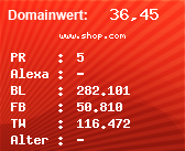 Domainbewertung - Domain www.shop.com bei Domainwert24.de