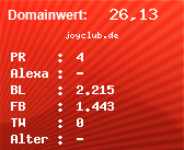 Domainbewertung - Domain joyclub.de bei Domainwert24.de